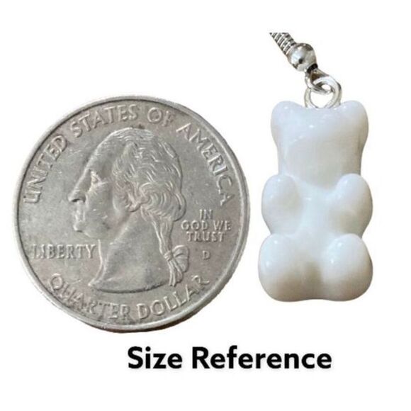 ☀️3/$9☀️ Red-Orange Resin Gummy Bear Dangle Earring with .925 Silver Hooks - Picture 4 of 6